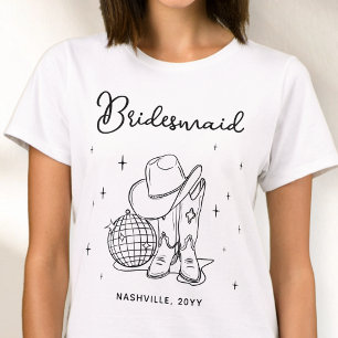 Schwarze Schrift Cowgirl Junggesellinnenabschied B T-Shirt