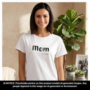 Schwarze Schrift etablierte Mama süße Herzen T-Shirt
