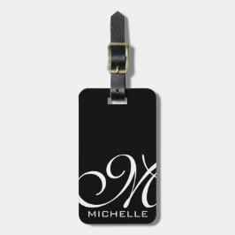 Schwarze Schrift Mit Monogramm Gepäckanhänger
