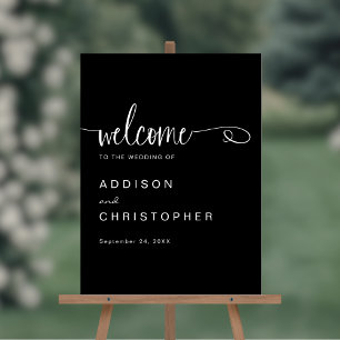 Schwarze Schrift Moderne Minimale Hochzeit Willkom Acrylschild