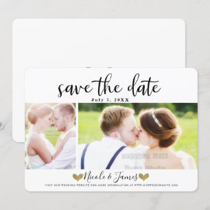 Schwarze Schrift Save the Date Moderne Foto Hochze Einladung