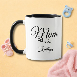Schwarze Schriftart Mama Gegründet Neues Mama-Gesc Tasse