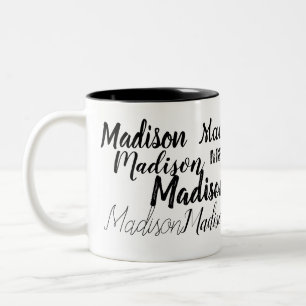 Schwarze Schriftarten Dein Name Personalisiert Zweifarbige Tasse