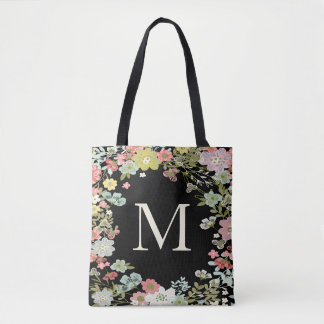Schwarze Schultertasche für Blumengarten