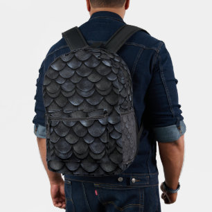 Schwarze Schuppen-Dunkel-Fantasy-Meeresjungfrau Bedruckter Rucksack