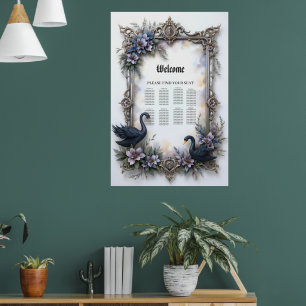 Schwarze-Schwan-Hochzeitsrahmen – Gotische romanti Poster