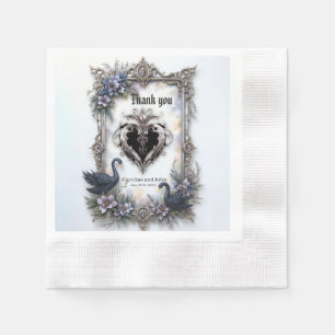 Schwarze-Schwan-Hochzeitsrahmen – Gotische romanti Serviette