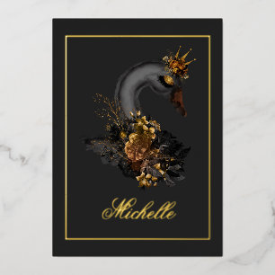 Schwarze Schwan Quinceañera Folien-Einladung Folieneinladung