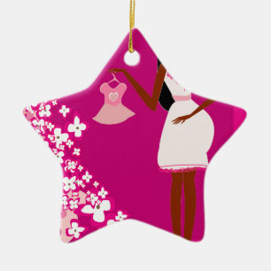 schwarze schwangere Frau Keramikornament
