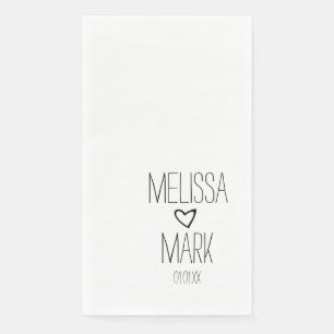 Schwarze schwebende Herzen Monogramm Papier Gästet Serviette