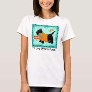 Schwarze Scottie-Terrier-Hundetürkis-Liebe-Tatzen T-Shirt