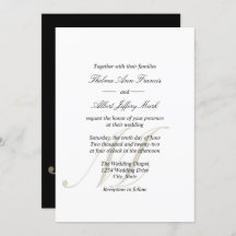 Schwarze Script Monogram Families Wedding Einladun