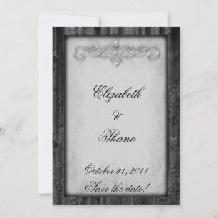 Schwarze Seide und Pergament-Goth-Hochzeit Save The Date