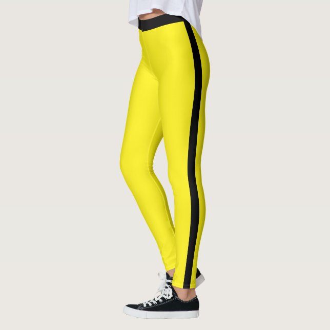 Schwarze Seitenstreifen-Gelbe Leggings oder Wählen (Links)