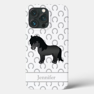 Schwarze Shetland Pony Niedlicher Cartoon Illustra Case-Mate iPhone Hülle