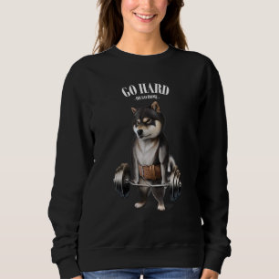 Schwarze Shiba Hunde Muskeltraining mit Barbell Sh Sweatshirt