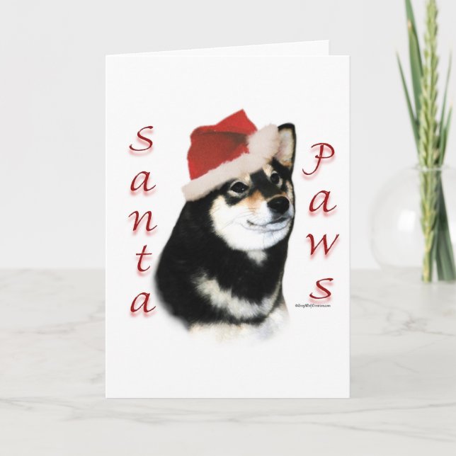 Schwarze Shiba Inu Sankt Tatzen Feiertagskarte (Vorderseite)