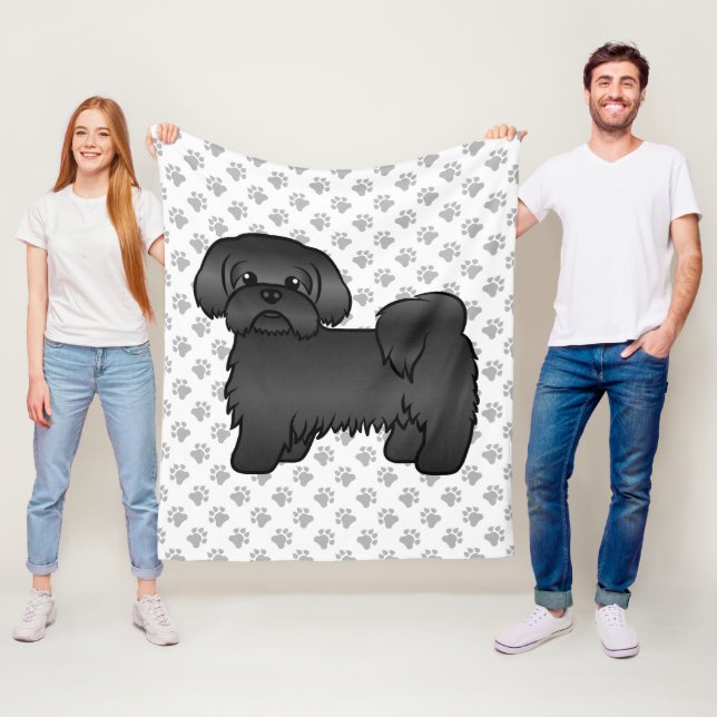 Schwarze Shih Tzu Niedlicher Cartoon Dog Illustrat Fleecedecke (Beispiel)