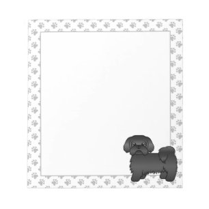 Schwarze Shih Tzu Niedlicher Cartoon Dog Illustrat Notizblock