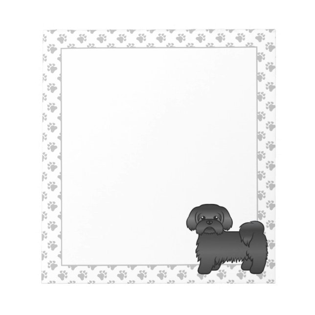 Schwarze Shih Tzu Niedlicher Cartoon Dog Illustrat Notizblock (Vorderseite)