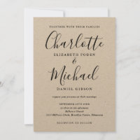 Schwarze Signatur Skript Rustic Kraft Hochzeit