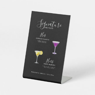Schwarze Signature-Drinks-Acryl-Schrift, Seine und Sockelschild