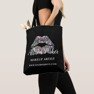Schwarze Silber-Glitter-Makeup-Artist-Kiss-Lips