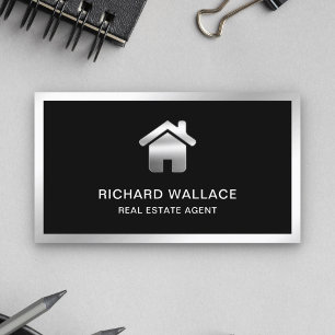 Schwarze Silberfolie Home-Logo Immobilienmakler Visitenkarte