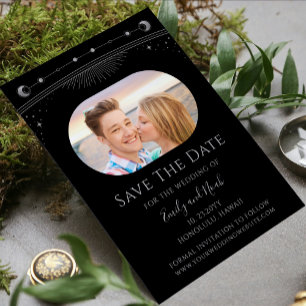 Schwarze Silbermondphase Foto-Hochzeit Save The Date
