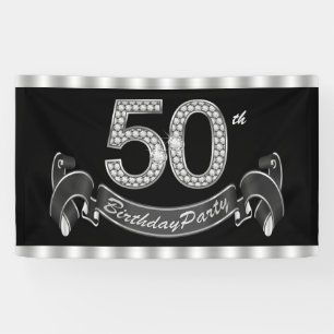 Schwarze Silberne 50. Geburtstagsfeier Banner
