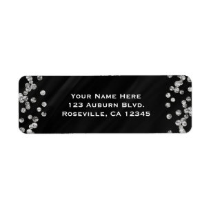 Schwarze & silberne Diamant-Bling-Glamour-Fete