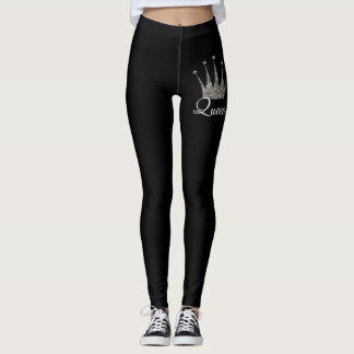 Schwarze silberne Glitzer-Königin Leggings