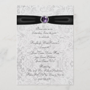 Schwarze silberne lila Einladung des Bonbon-16