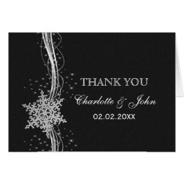 Schwarze Silberschneeflocken Winterhochzeit Danke