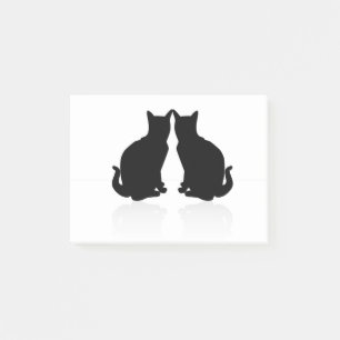 Schwarze Silhouette 2 Katzen Post-it Klebezettel