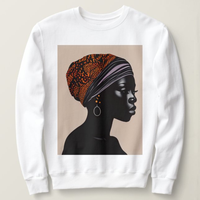 Schwarze Silhouette Afrikanische Amerikanerin Kopf Sweatshirt (Design vorne)
