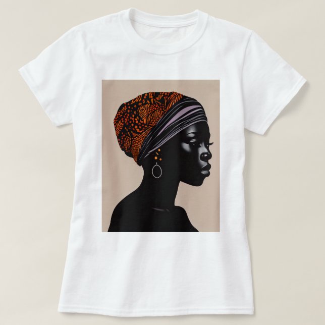 Schwarze Silhouette Afrikanische Amerikanerin Kopf T-Shirt (Design vorne)