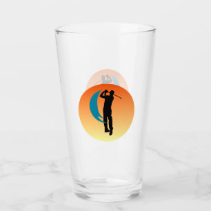 Schwarze Silhouette Bild eines Golfers Glas