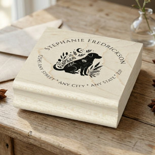Schwarze Silhouette Blumen-Hund-Mama Naturliebhabe Gummistempel