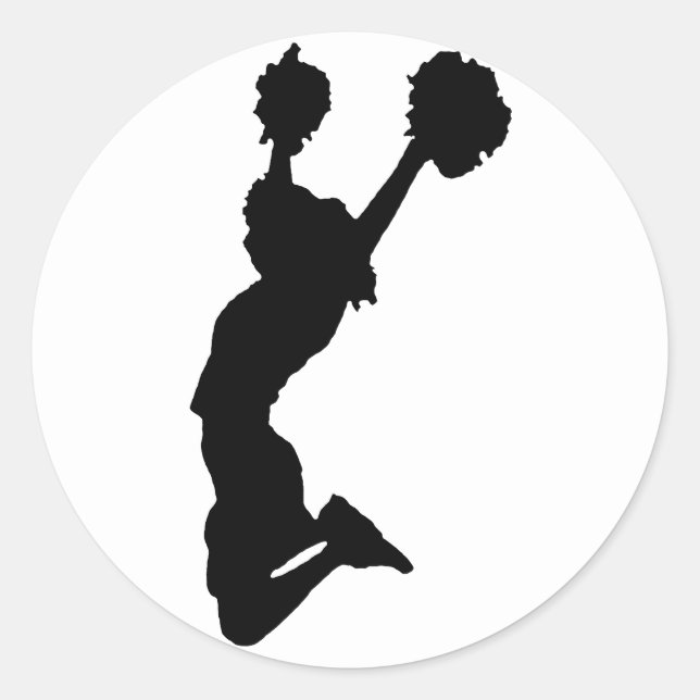 Schwarze Silhouette Cheerleader Runder Aufkleber (Vorderseite)