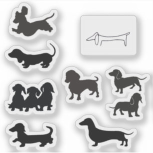 Schwarze Silhouette Dachshund Aufkleber