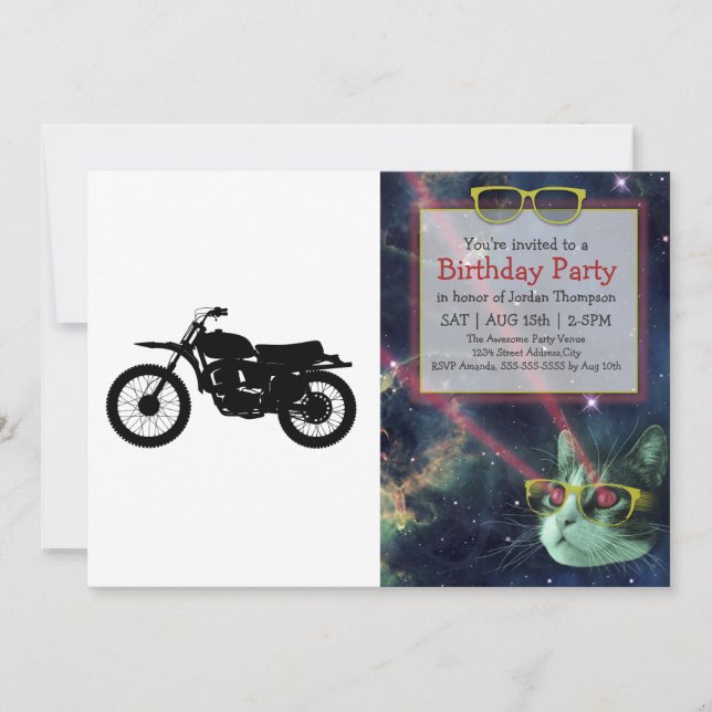 Schwarze Silhouette des Fahrrads - Hintergrundfarb Einladung (Vorderseite)