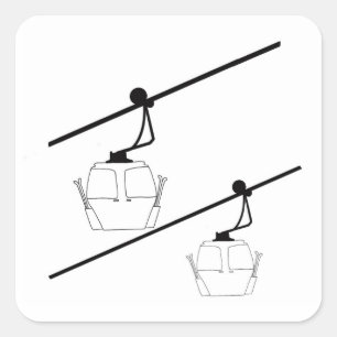 Schwarze Silhouette des Gondelrechtes. Quadratischer Aufkleber