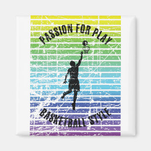 Schwarze Silhouette eines Basketballspielers gegen Magnet