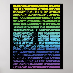 Schwarze Silhouette eines Basketballspielers gegen Poster
