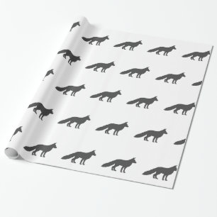 Schwarze Silhouette eines flauschigen Fuchses Geschenkpapier