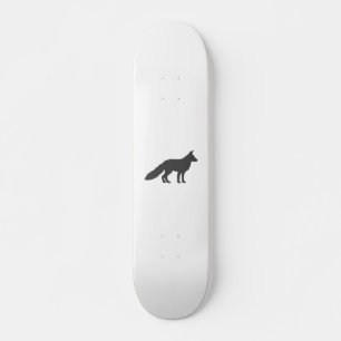 Schwarze Silhouette eines flauschigen Fuchses Skateboard