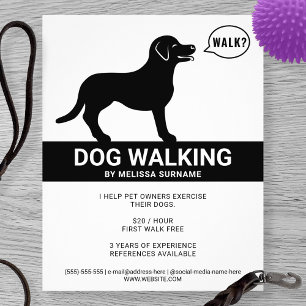 Schwarze Silhouette eines Hundes, der Gehen sagt - Flyer