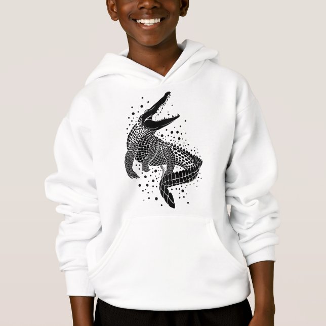 Schwarze Silhouette eines Krokodils Hoodie (Vorderseite)