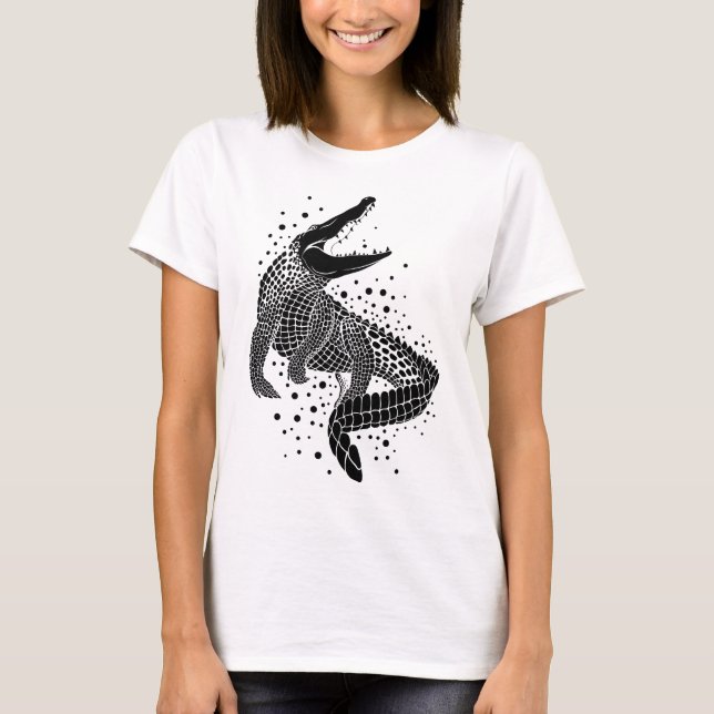 Schwarze Silhouette eines Krokodils T-Shirt (Vorderseite)